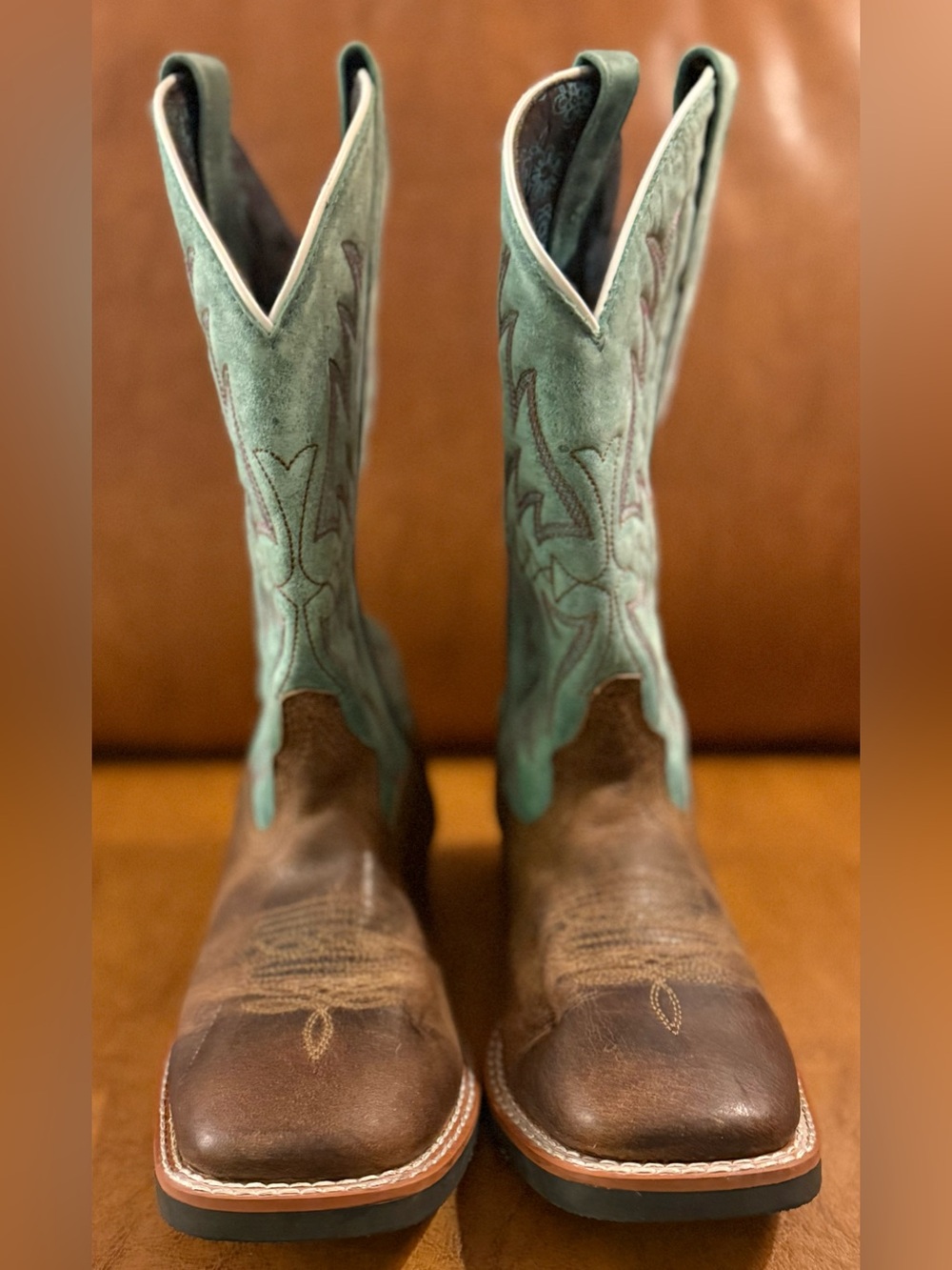 Laredo Anita Brown Turquoise Leather Cowgirl Boots Womens 9M Western - Picture 4 of 10